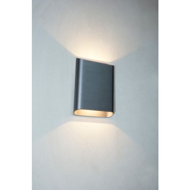 Artdelight Diaz Large - wandverlichting - 4 x 14,5 x 20 cm - 2 x 6W LED incl. - IP65 - geborsteld metaal