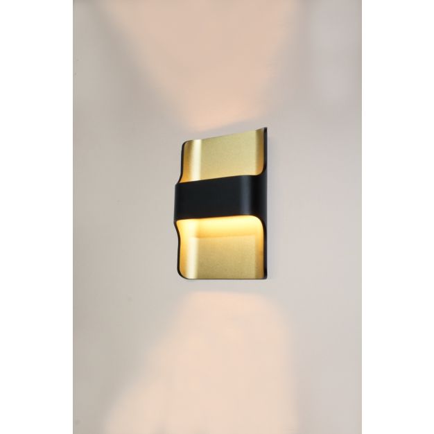 Artdelight Dallas - buiten wandverlichting - 16 x 7,8 x 24 cm - 2 x 8W dimbare LED incl. - IP65 - zwart & mat goud