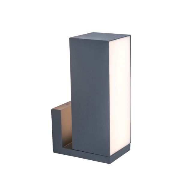 Lutec Cuba - buiten wandverlichting - slimme verlichting - Lutec Connect - 9,3 x 14,4 x 25,6 cm - 15W LED incl. - IP54 - donkergrijs