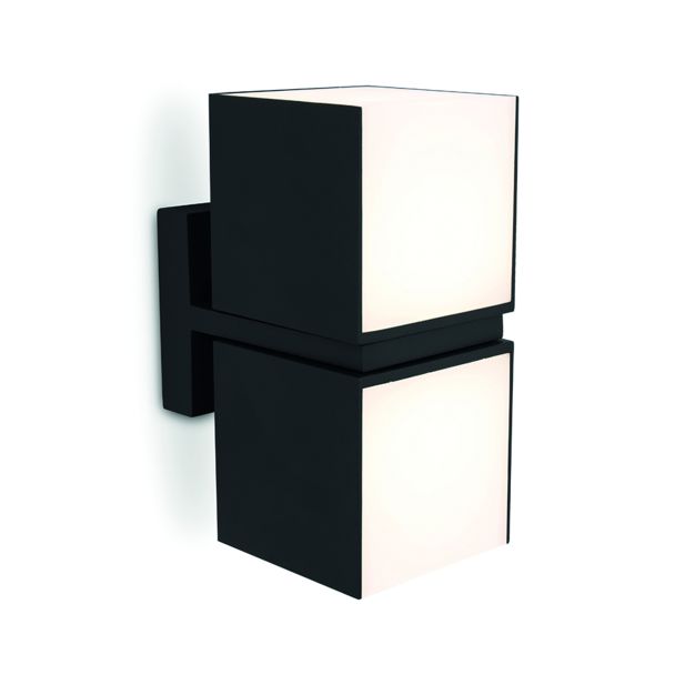 Lutec Cuba - buiten wand/plafondlamp - 10 x 14 x 21 cm - 2 x 12,2W LED incl. - IP54 - zwart