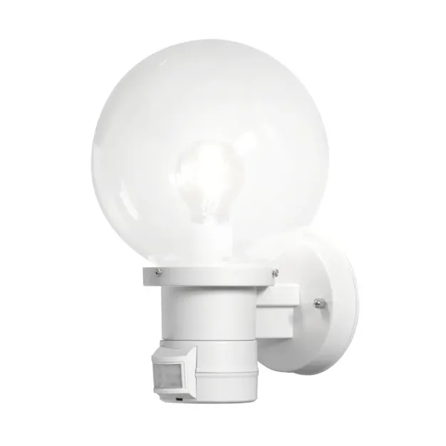 Konstsmide Nemi Up - buiten wandlamp met sensor - 20 x 27 x 31 cm - IP44 - mat wit en transparant