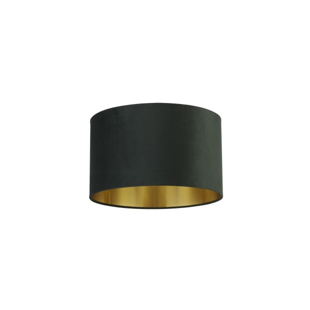 Searchlight Drum Shade - lampenkap - Ø 40 x 24 cm - donkergroen en geborsteld goud
