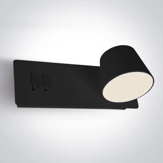 ONE Light Reading Spots - wandverlichting met schakelaar - 22 x 12 x 8 cm - 6W + 4W LED incl. - zwart