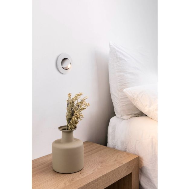Faro Pukkie - inbouw wandlamp - Ø150 x 47,8 mm , inbouwmaat Ø 79 mm - 3W LED incl. - wit