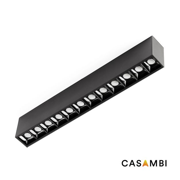 Faro Neso Point-12 - armatuur voor magnetische rail - 32 x 1,3 x 2,2 cm - 16W CASAMBI dimbare LED warm wit (3000K) incl. - zwart