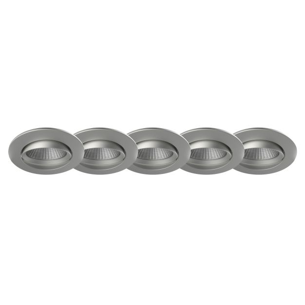 Energetic Apollo - set van 5 - 4,8W LED incl. - Ø 85 mm, Ø 72 mm inbouwmaat - IP23 - geborstelde nikkel