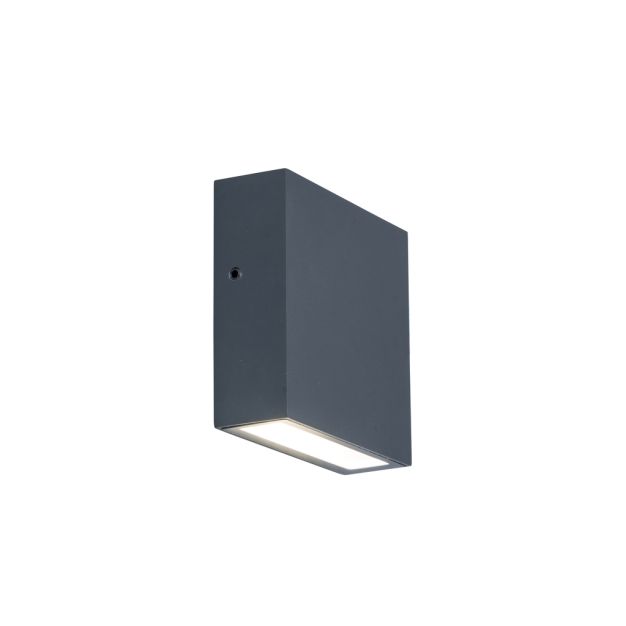 Lutec Gemini XF - wandverlichting - 11 x 3,8 x 11 - 9,5W LED incl. - IP54 - donkergrijs - wit