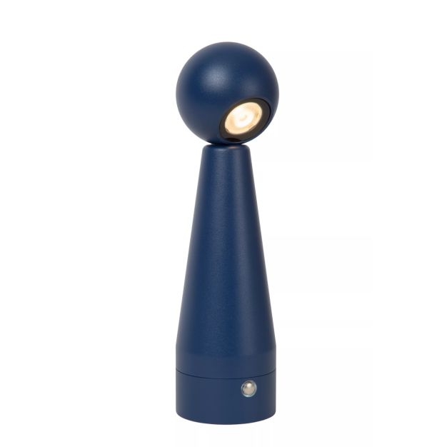 Lucide Ipsos - oplaadbare tafellamp - Ø 6 x 22 cm - 3W dimbare LED incl. - blauw