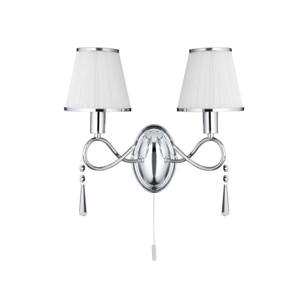 Searchlight Simplicity - wandverlichting met trekschakelaar - 37 x 32 cm - chroom
