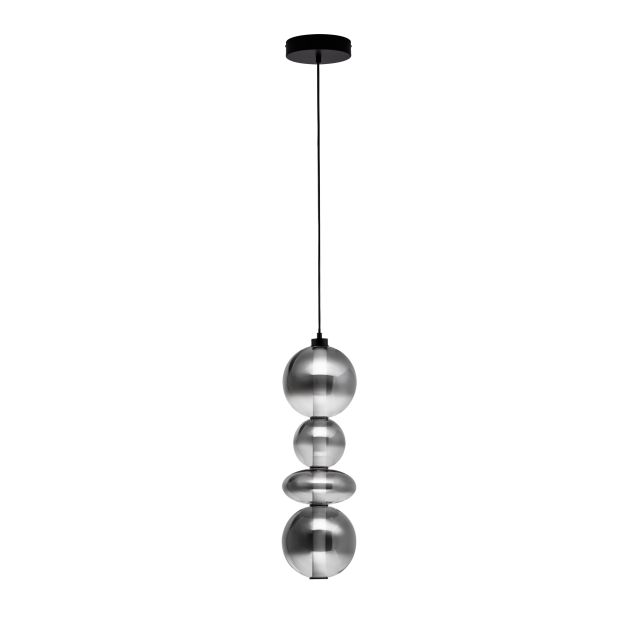 Nova Luce Bally - hanglamp - Ø 20 x 197 cm - 36W dimbare LED incl. - mat zwart en rokerig grijs