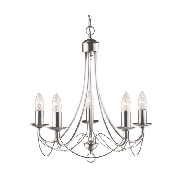 Searchlight Maypole - luster - Ø 46 x 100 cm - satijn zilver