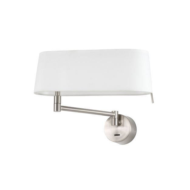 Faro - wandverlichting met schakelaar - 31,5  x 11 x 23 cm - 11W LED incl. - satijn nikkel