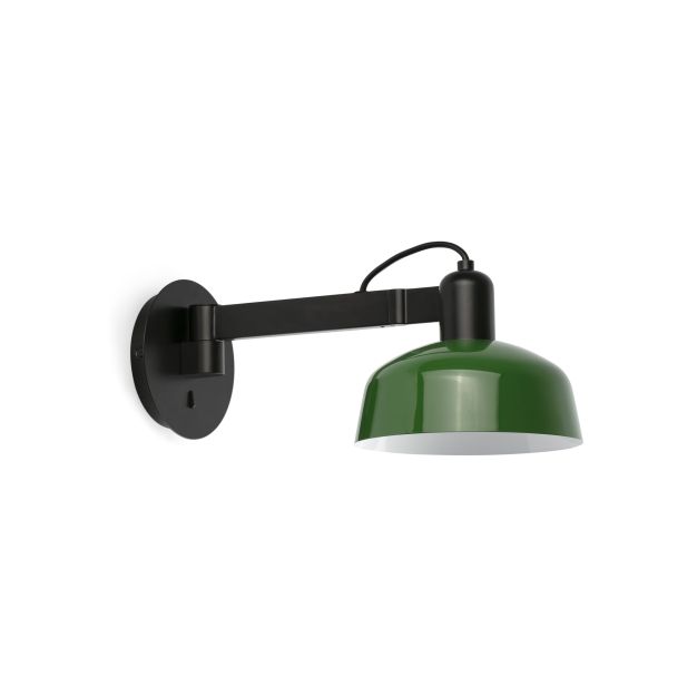 Faro Tatawin - wandlamp - Ø 18,4 x 38 x 15 cm - satijnzwart en glansgroen