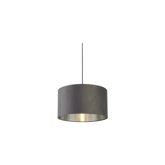 Searchlight Drum Shade - lampenkap - Ø 50 x 28 cm - donkergrijs en geborsteld zilver