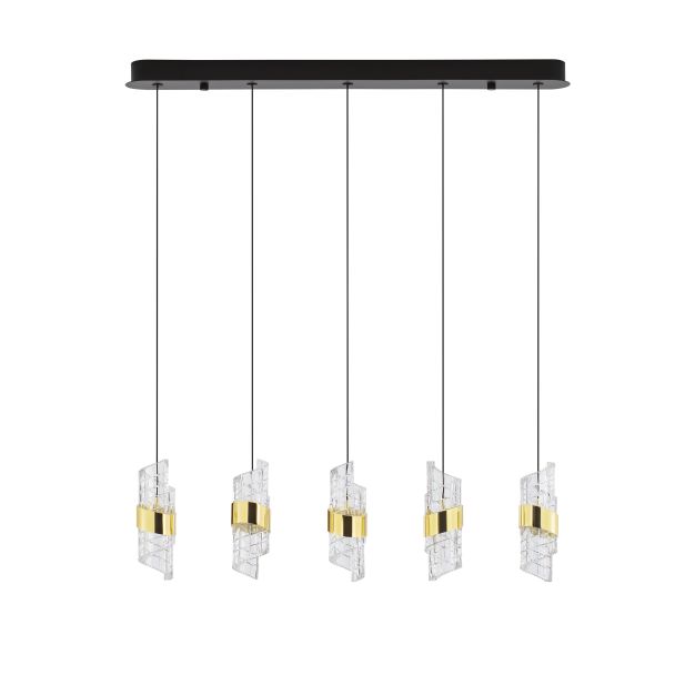 Nova Luce Seneca - hanglamp - 83 x 150 x 7,5 cm - 41W LED incl. - goud en zwart
