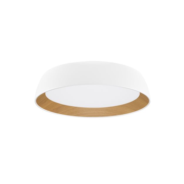 Nova Luce Sigi - plafondlamp - Ø 45 x 10 cm - 40W dimbare LED incl. - zandwit en hout