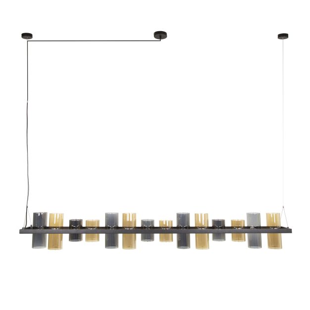 Vico Cylinder Mixed Glass - hanglamp - 190 x 20 x 150 cm - zwart
