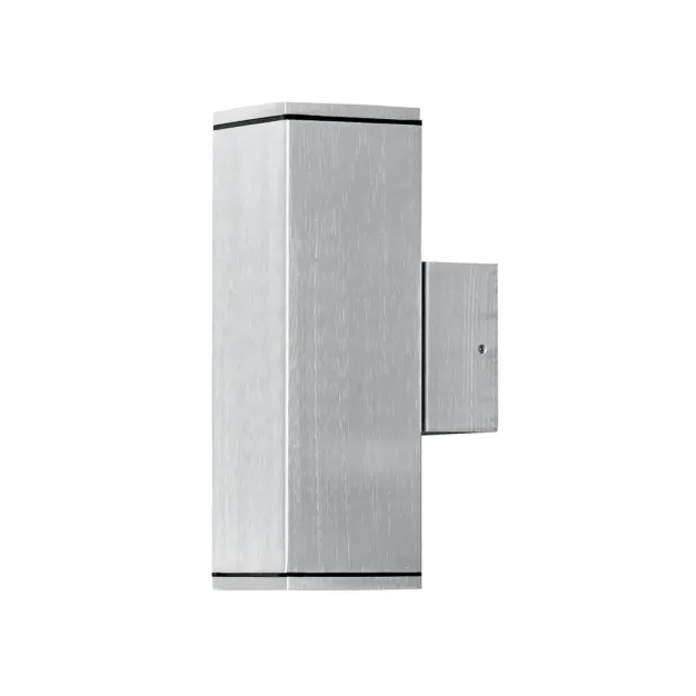 Konstsmide Monza Double Square - buiten wandlamp - 6,5 x 10 x 20 cm - IP44 - geanodiseerd zilver