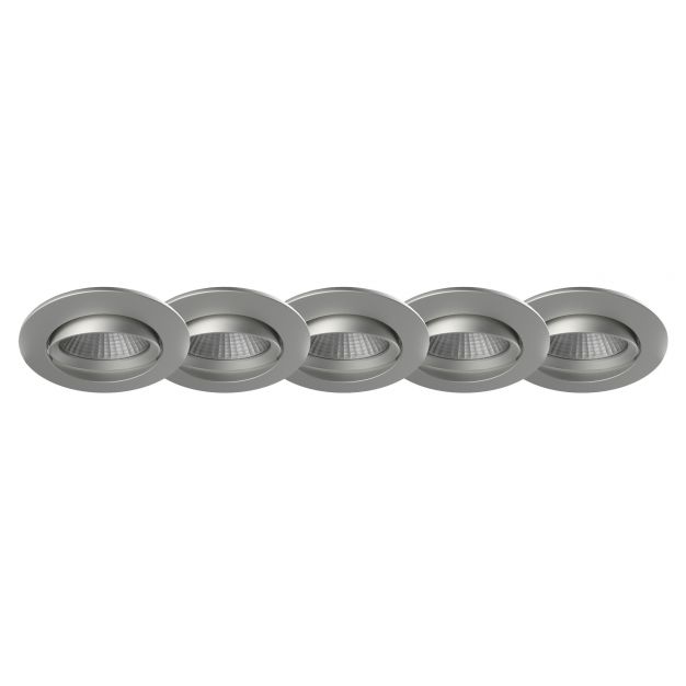 Nordlux Apollo - set van 5 - 4,8W LED incl. - Ø 85 mm, Ø 72 mm inbouwmaat - IP23 - witte lichtkleur - geborstelde nikkel