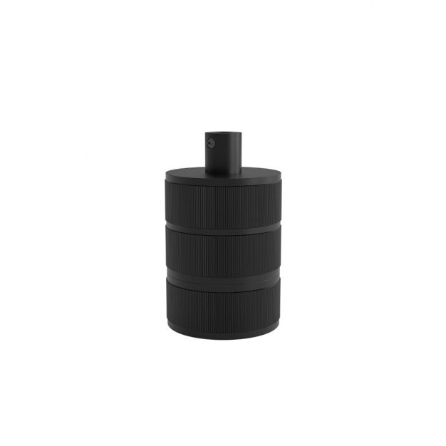 Calex - 3-ringen E27-fitting met cilindervormige kabelhouder - Ø 4,8 x 6,3 cm - mat zwart