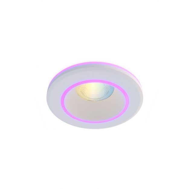 Calex Smart Halo - inbouwspot - Ø 10 x 7,3 cm - 6,5W - dimfunctie via app - 2700-6500K+ RGB - IP44 - wit 