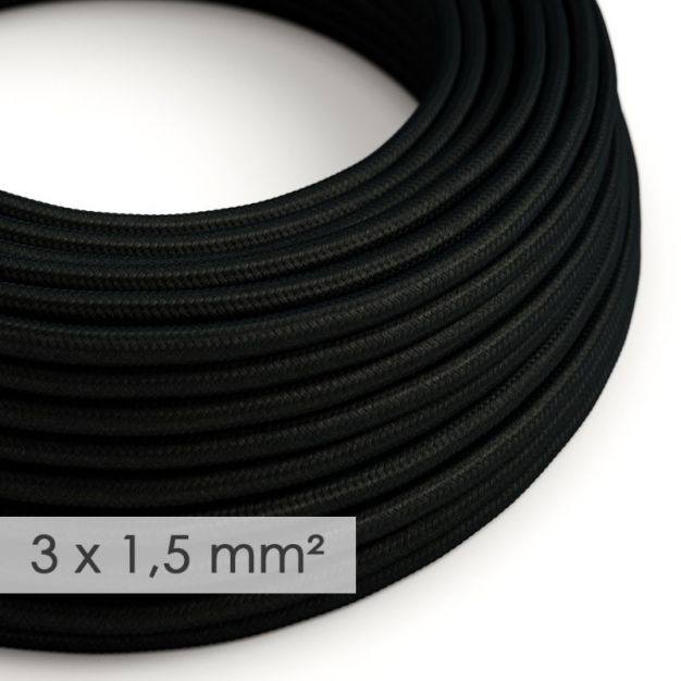 Creative Cables - 3x1,5mm² textielsnoer - per 100 cm - zwart