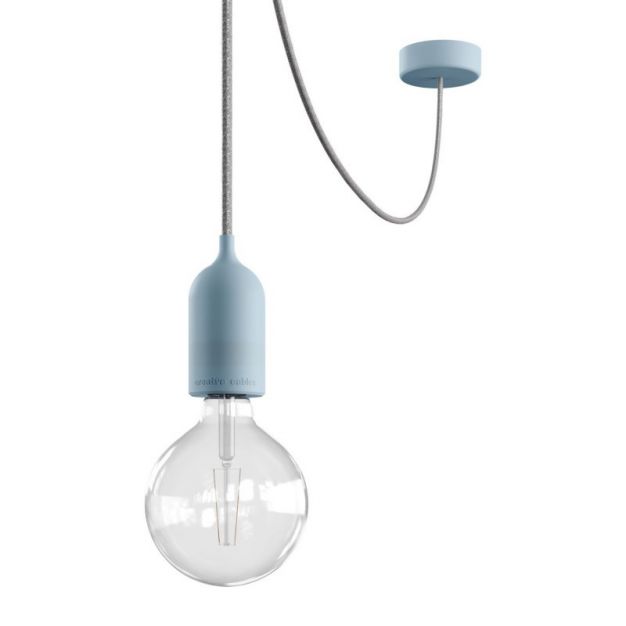 Creative Cables Eiva Pastel - buitenhanglamp met siliconen plafondbevestiging - Ø 12,5 x 514,5 cm - IP65 - zachtblauw