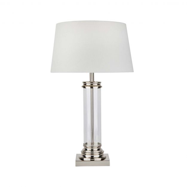 Searchlight Pedestal - tafellamp - Ø 37 x 62 cm - satijn zilver