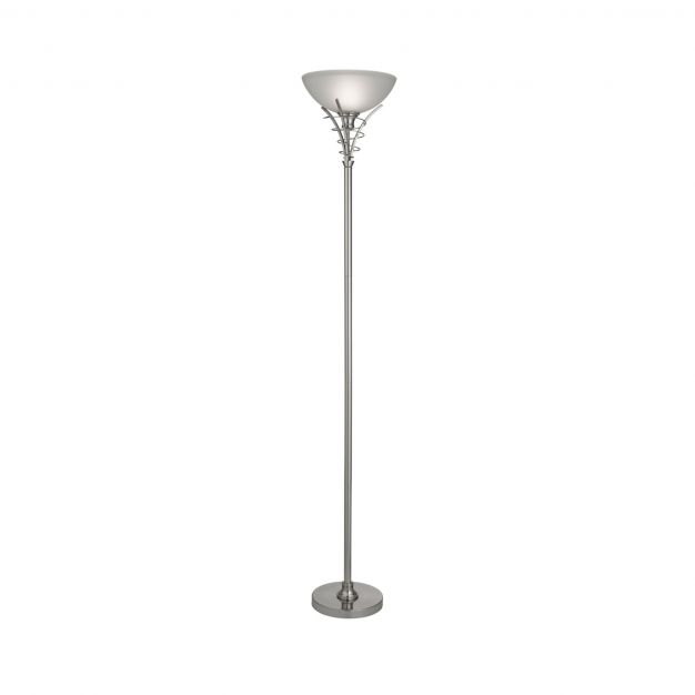 Searchlight Linea - staanlamp - Ø 26 x 179 cm - satijn zilver