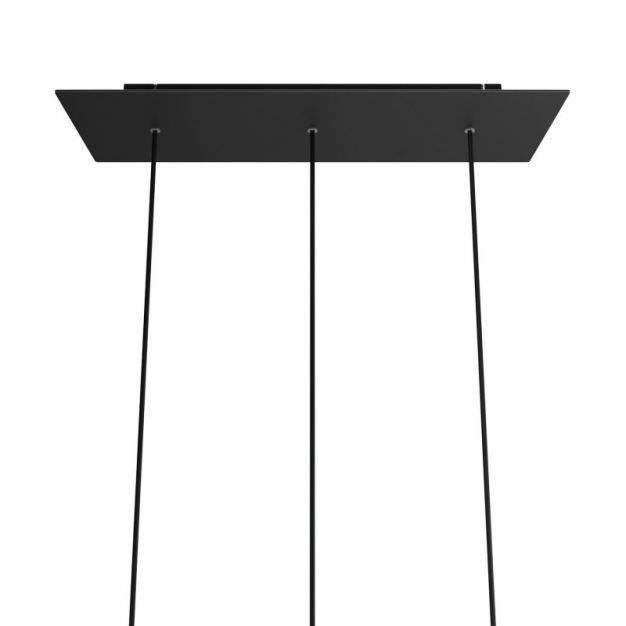 Creative Cables - Rose-One Rechthoekig plafondrozet voor 3 lichtpunten - 67,5 x 22,5 cm - zwart