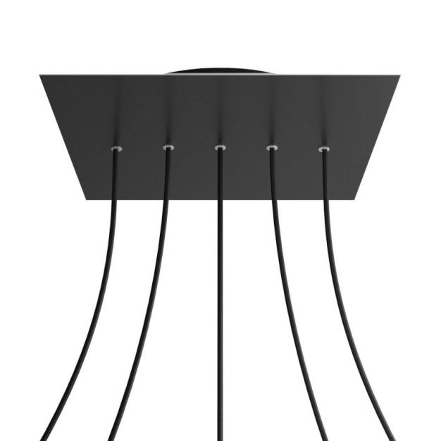 Creative Cables - Rose-One Vierkant plafondrozet voor 5 lichtpunten op lijn - 40 x 40 x 3,5 cm - zwart