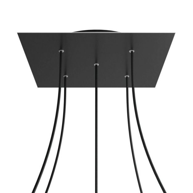 Creative Cables - Rose-One Vierkant plafondrozet voor 5 lichtpunten - 40 x 40 x 3,5 cm - zwart