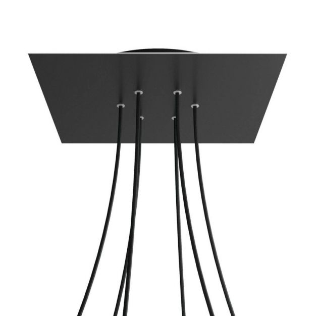 Creative Cables - Rose-One Vierkant plafondrozet voor 6 lichtpunten - 40 x 40 x 3,5 cm - zwart