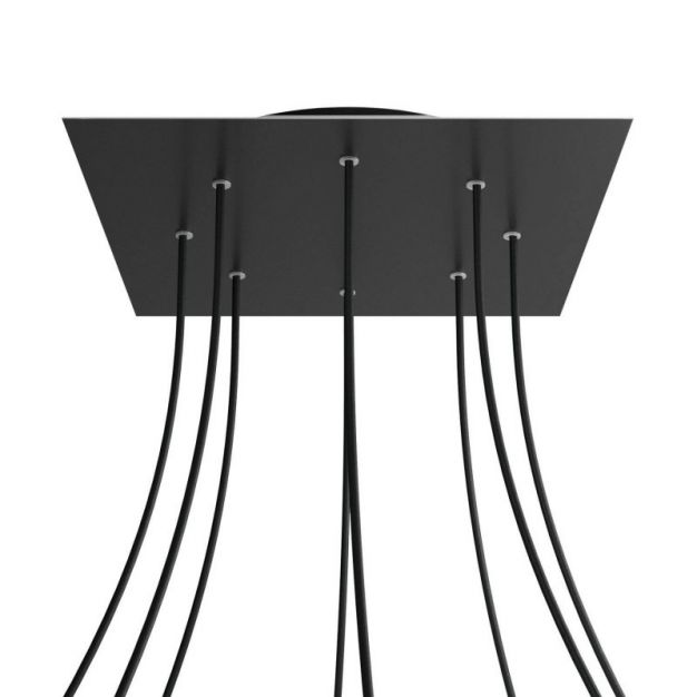 Creative Cables - Rose-One Vierkant plafondrozet voor 8 lichtpunten - 40 x 40 x 3,5 cm - zwart