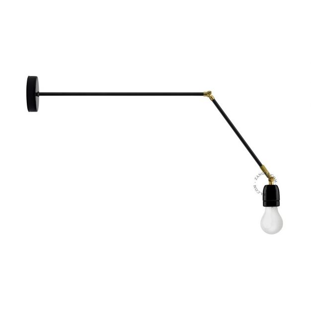 Zangra Porselein - wand/hanglamp - 89,5 cm - zwart en messing