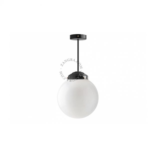 Zangra - hanglamp - ⌀ 13 x 35 cm - zwart en opaal