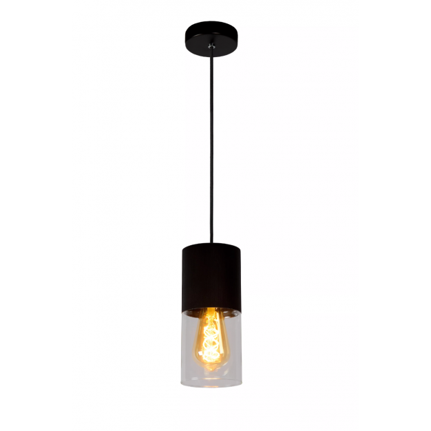 Lucide Zino - hanglamp - Ø 10 x 153 cm - zwart en transparant