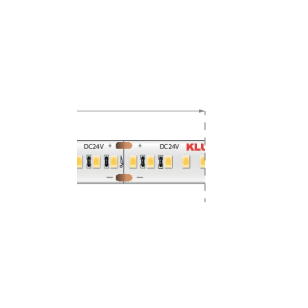 KLUS LED strip - 1cm breed, 500cm lengte - 24Vdc - dimbaar - 14,4W LED per meter - 240 LEDs per meter - IP20 - 2700K