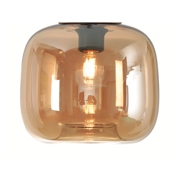 Artdelight Preston - glazen lampenkap - Ø 24 x 20 cm - amber