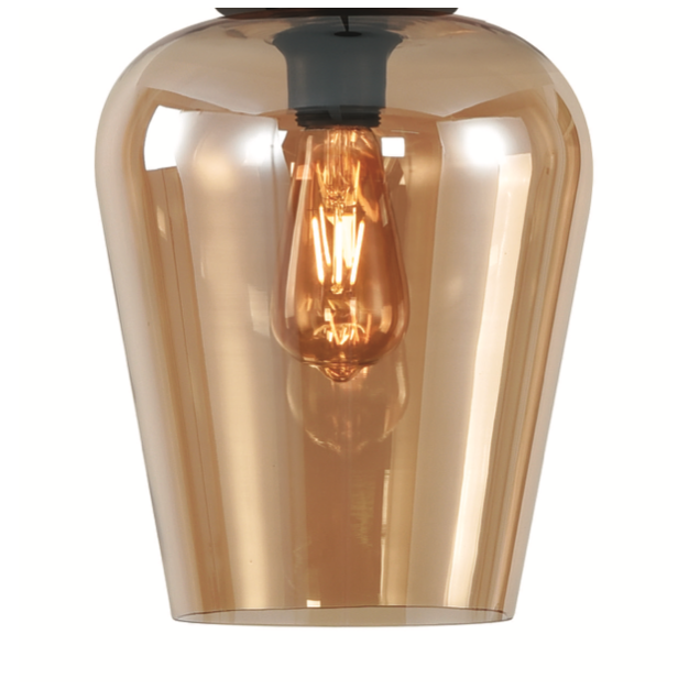 Artdelight Tombo - glazen lampenkap - Ø 23 x 27 cm - amber