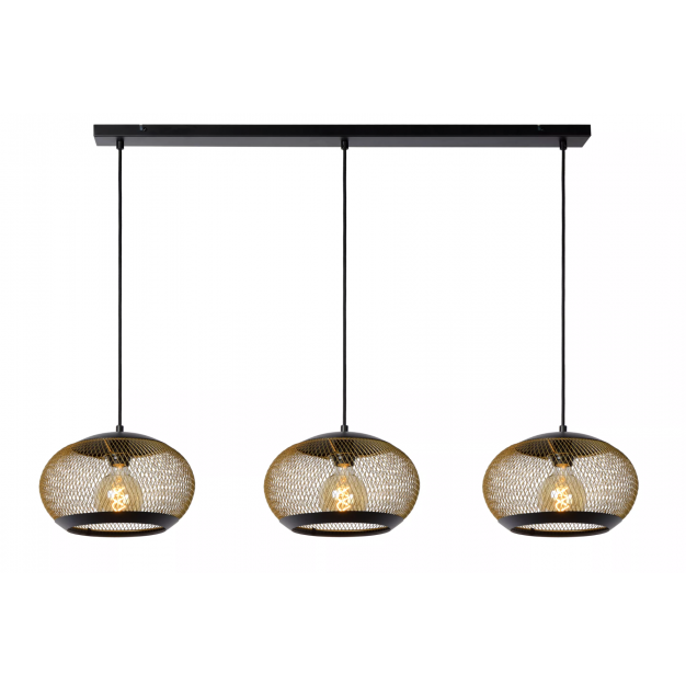 Lucide Lucas - hanglamp - 100 x 30 x 145 cm - zwart & goud