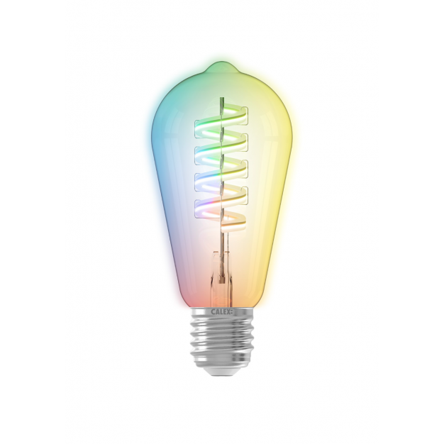 Calex Smart Rustic LED lamp - Ø 6,4 x 14,2 cm - E27 - 4,9W - dimfunctie en instelbare lichtkleur via app - 1800 tot 3000K - RGB + W