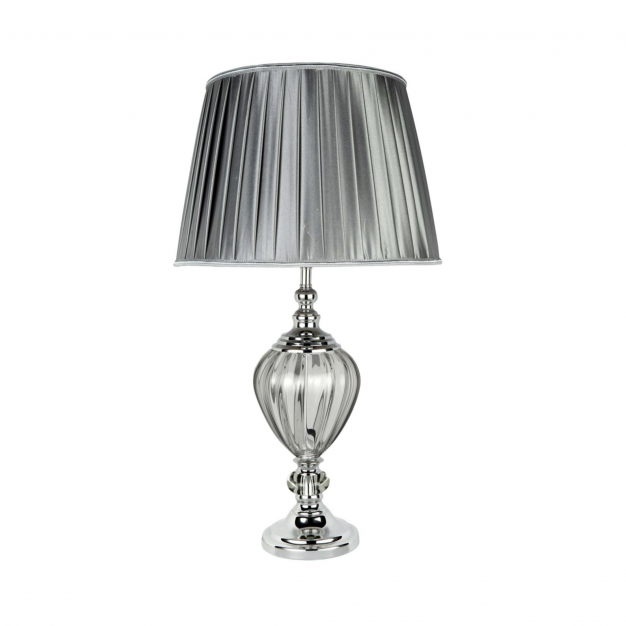 Searchlight Greyson - tafellamp - Ø 38 x 68 cm - chroom en grijs
