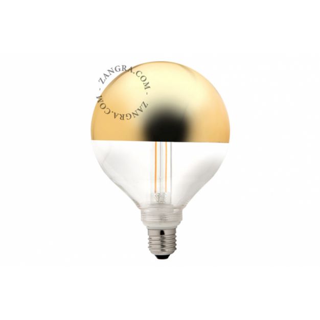 Zangra - LED filament lamp - Ø 12,5 x 17,5 cm - E27 - 4W dimbaar - spiegel goud