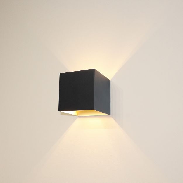 Artdelight Gymm - wandverlichting - 10 x 10 x 10 cm - zwart en goud