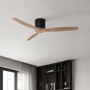 Nova Luce Ninemia - plafondventilator met afstandsbediening - Ø 132 cm - zandzwart en natuurlijk hout