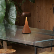 Nova Luce Ycro - oplaadbare tafellamp buiten - Ø 8 x 17,5 cm - 2W dimbare LED incl. - IP54 - corten