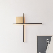 Nova Luce Cross - wandlamp - 50 x 50 x 4 cm - 15W dimbare LED incl. - geborsteld goud en zandzwart