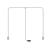 Creative Cables Eiva T-snake - draagbare lichtslinger -  1,8 meter totale lengte - 2 x Eiva E27 fitting met siliconen kabelhouder - IP65 - zacht blauw