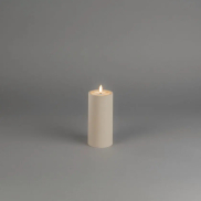 Konstsmide - LED blokkaars op batterijen met flakkervlam - Ø 7 x 15 cm - IP44 - beige